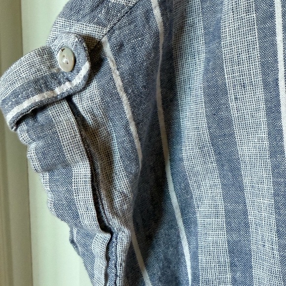 Sigrid Olsen Artisan crafted, resortwear, Blue and White Striped Shirt size med - Picture 4 of 5